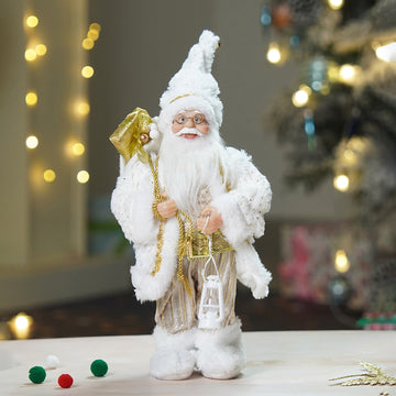12 inches Gold Dotted and Stripes Santa , Christmas Home and Table Décor