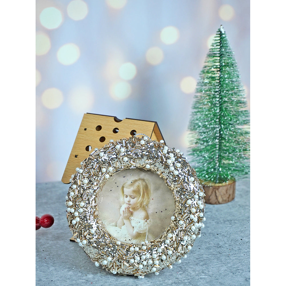 Golden Glitter Photoframe Christmas Tree Ornament