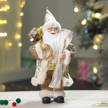 12 inches Gold Lace Robe Santa , Christmas Home and Table Décor
