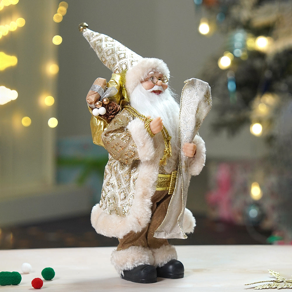 12 inches Gold Lace Robe Santa , Christmas Home and Table Décor