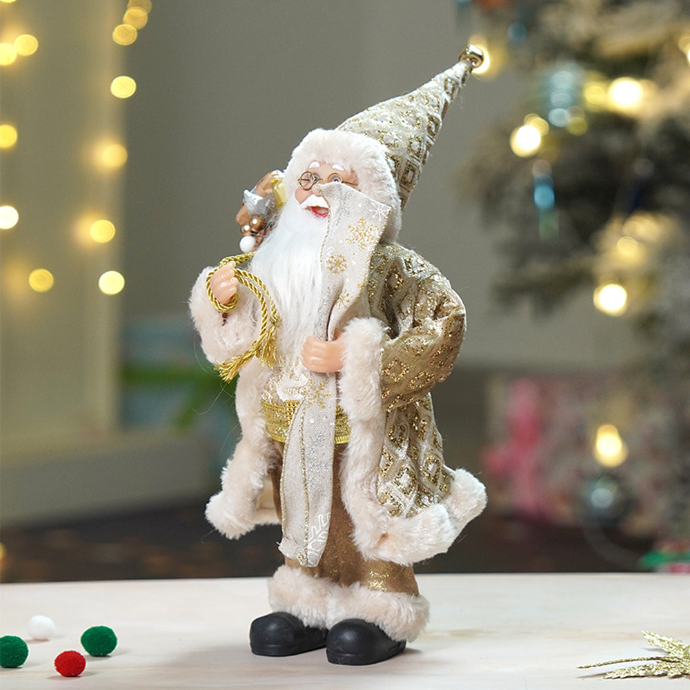12 inches Gold Lace Robe Santa , Christmas Home and Table Décor