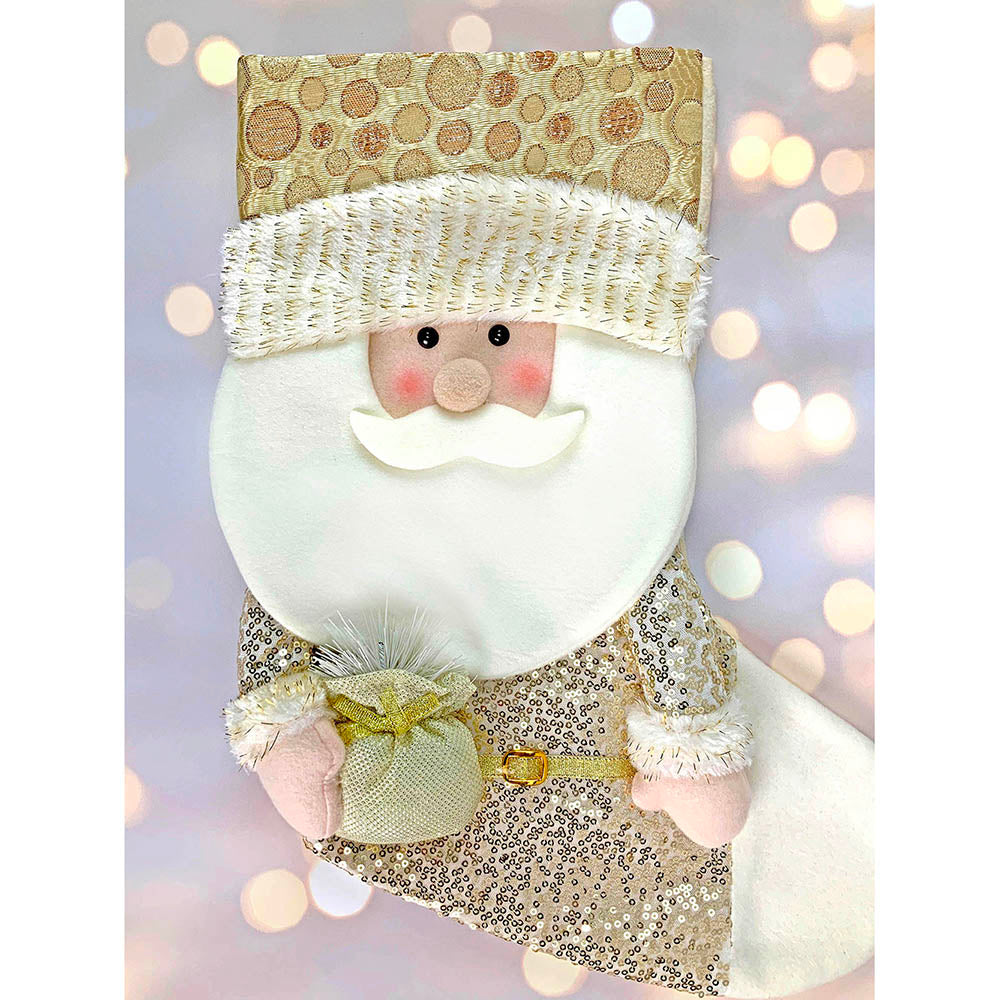 Golden Santa Christmas Stocking, 16 inches