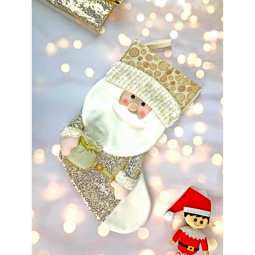 Golden Santa Christmas Stocking, 16 inches