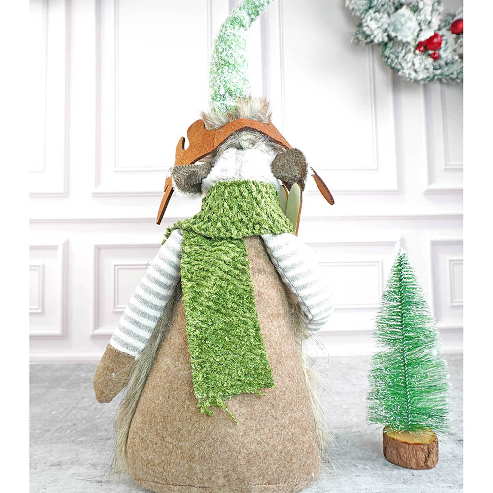 Grey Sitting Long Legs Reindeer with Ski Boards Christmas décor