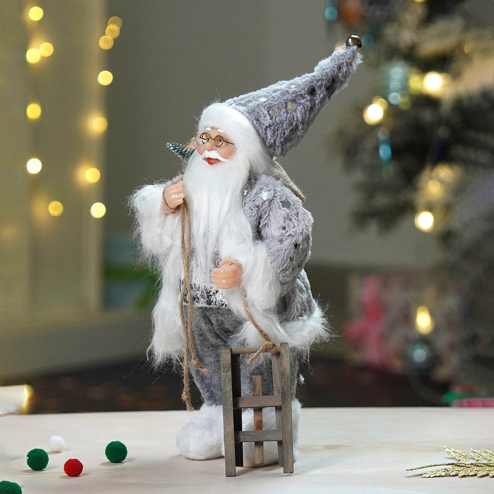 12 inches Grey Shiny hanging sledge Santa , Christmas Home and Table Décor