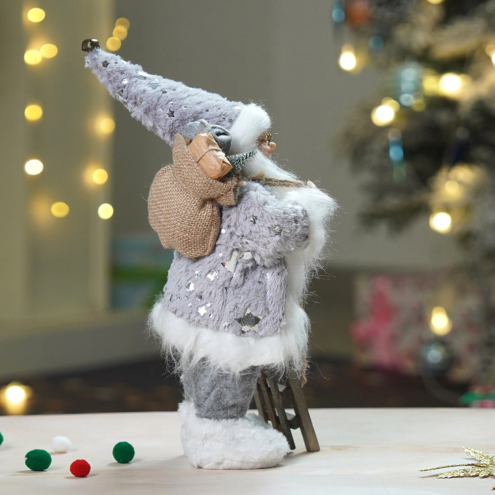 12 inches Grey Shiny hanging sledge Santa , Christmas Home and Table Décor