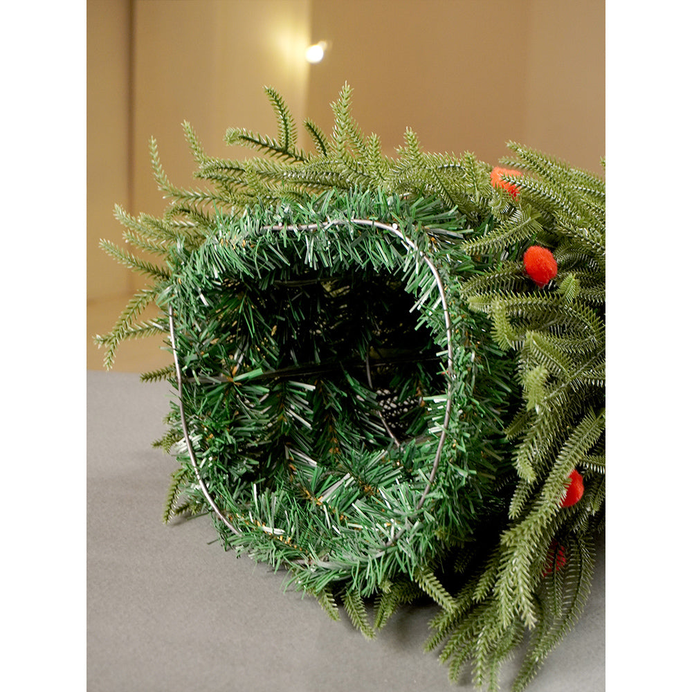 Grinch Inspired Tabletop Christmas Tree with Free Grinch Ornament and red pompoms for XMAS table décor, 20.4 inches