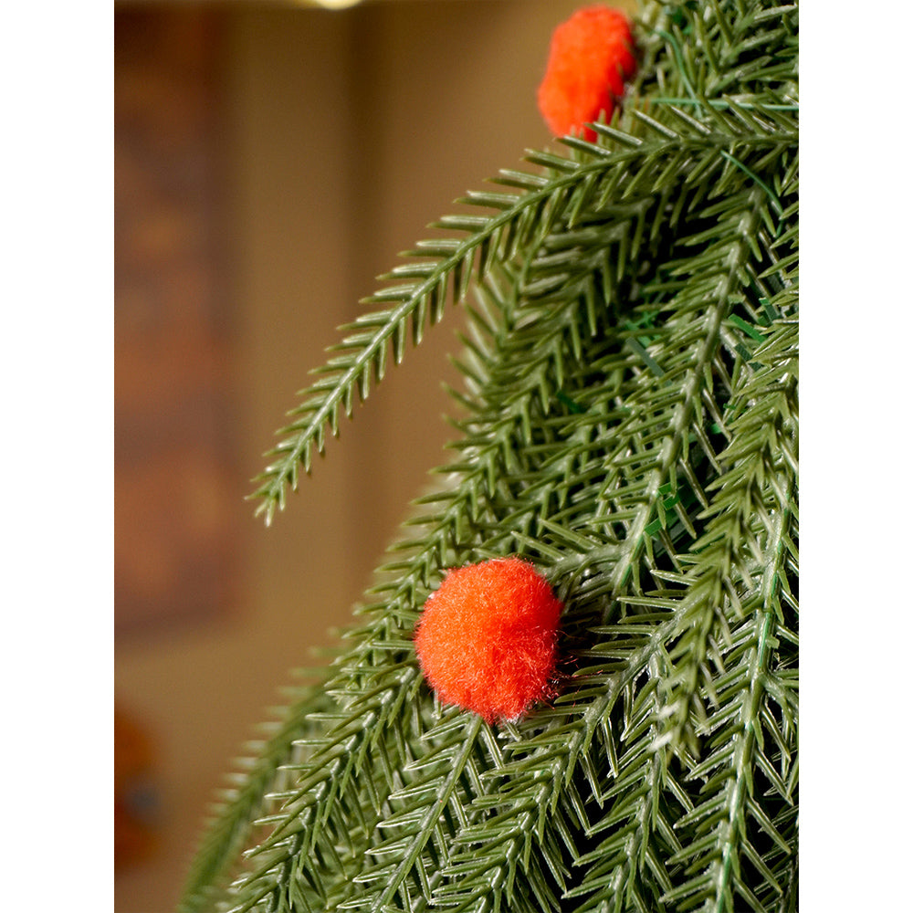 Grinch Inspired Tabletop Christmas Tree with Free Grinch Ornament and red pompoms for XMAS table décor, 20.4 inches