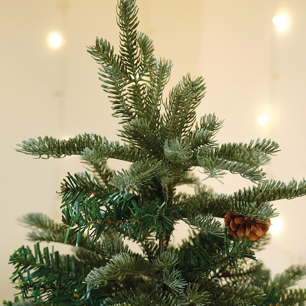 5.9 feet  Heavy Flocked Dense Pinecone Christmas Tree, with free 5 Big size Jute Ornaments, 180 cm with 950 Branch tips Xmas Décor