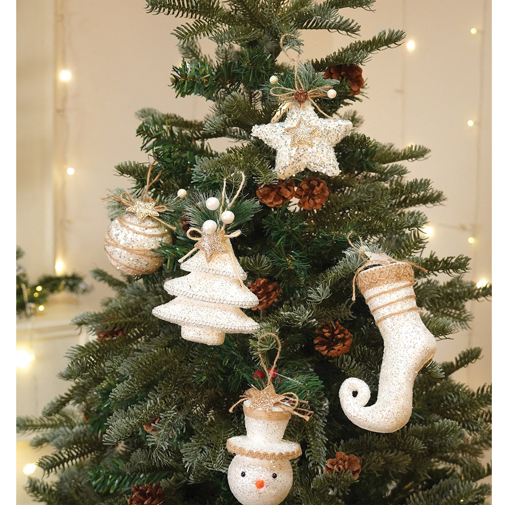 5.9 feet  Heavy Flocked Dense Pinecone Christmas Tree, with free 5 Big size Jute Ornaments, 180 cm with 950 Branch tips Xmas Décor