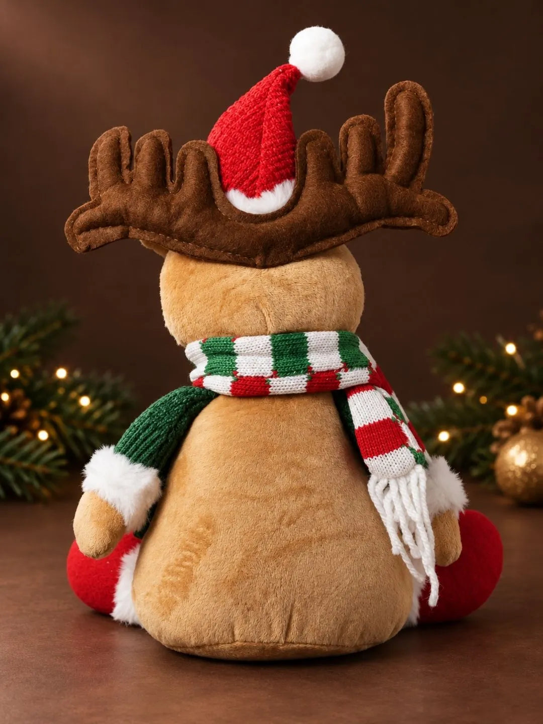Adorable Green Coat Reindeer Christmas Gift & Soft Toy