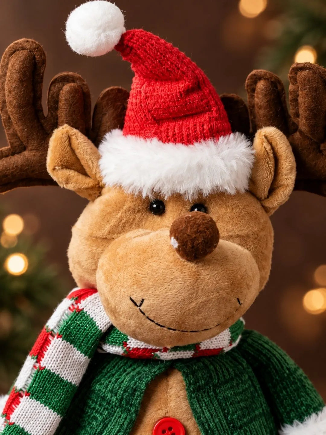 Adorable Green Coat Reindeer Christmas Gift & Soft Toy