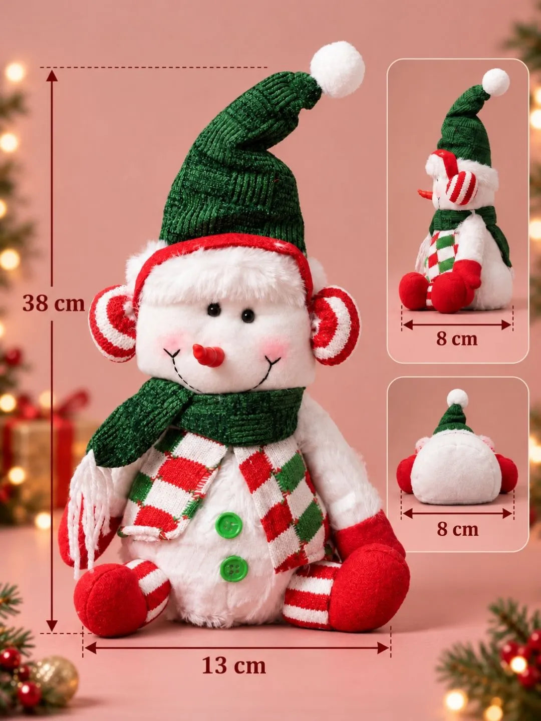 Frosty Green Hat Snowman Christmas Gift & Soft Toy