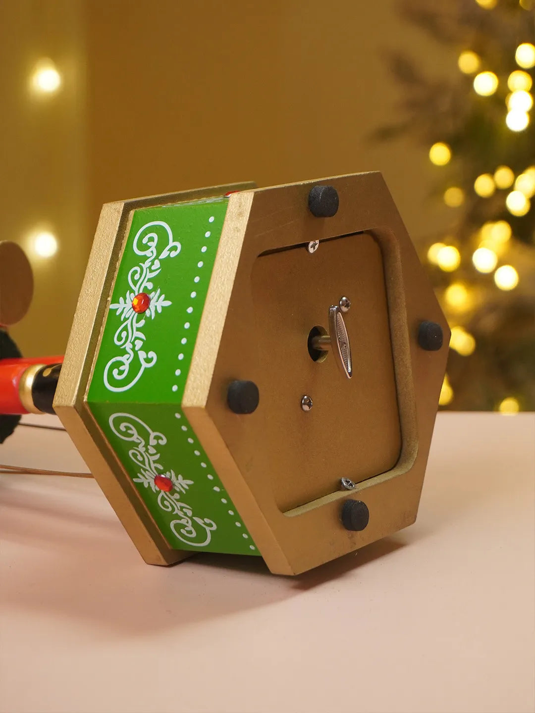 13 Inches Musical Green Wooden Drummer Nutcracker, Christmas Table Décor