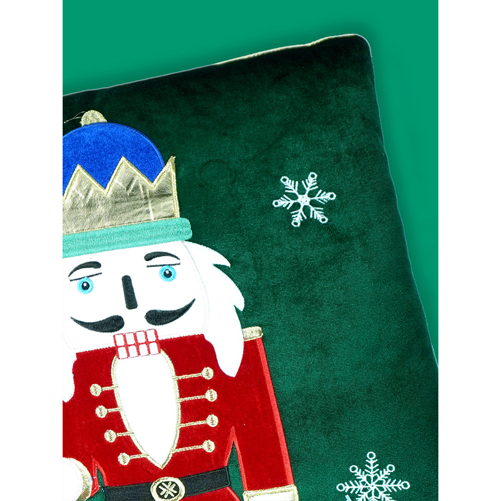 Green Nutcracker Soft Fluffy XMAS Pillow,  Christmas Sofa Throw and Bedding Décor