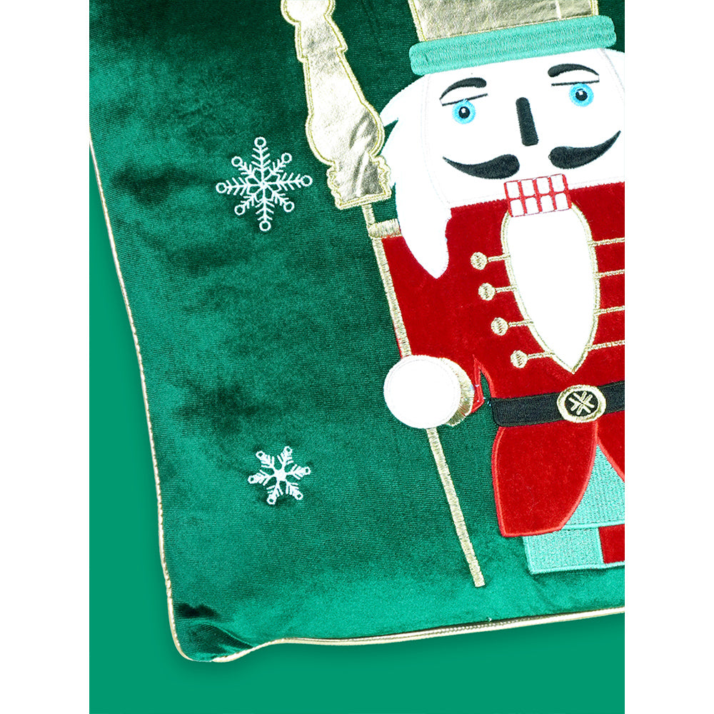 Green Nutcracker Soft Fluffy XMAS Pillow,  Christmas Sofa Throw and Bedding Décor