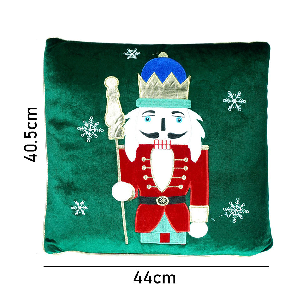 Green Nutcracker Soft Fluffy XMAS Pillow,  Christmas Sofa Throw and Bedding Décor