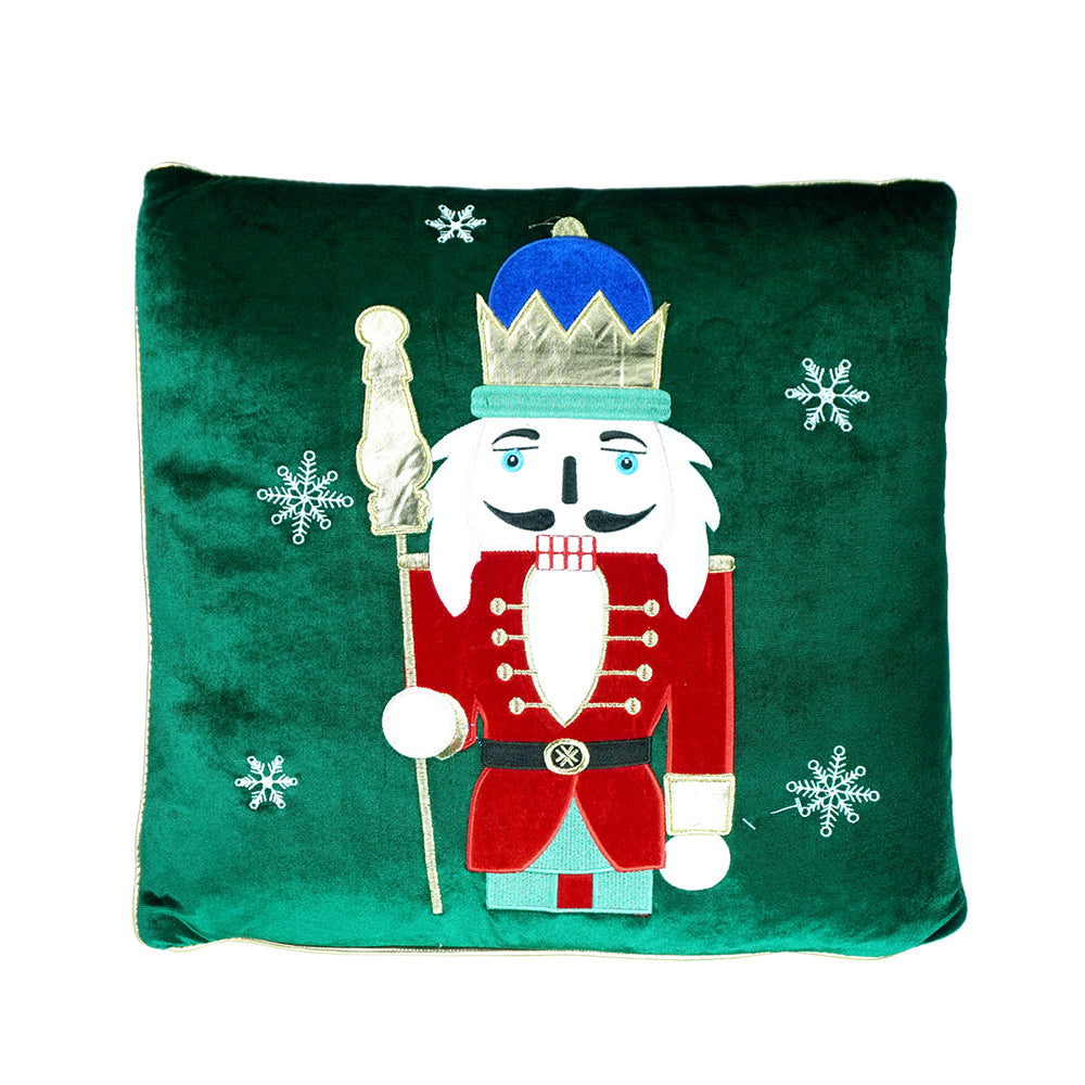Green Nutcracker Soft Fluffy XMAS Pillow,  Christmas Sofa Throw and Bedding Décor