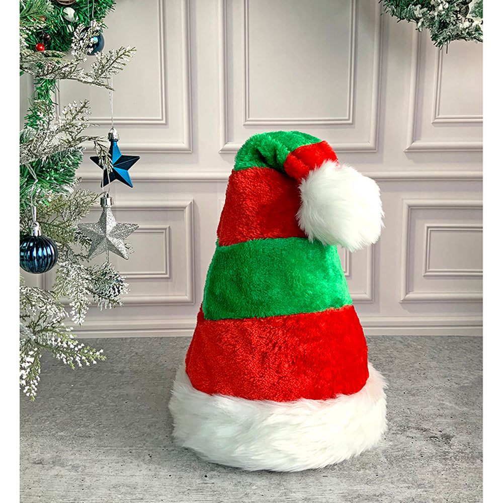 Green & Red Stripes Furry Velvet Christmas Party Hat