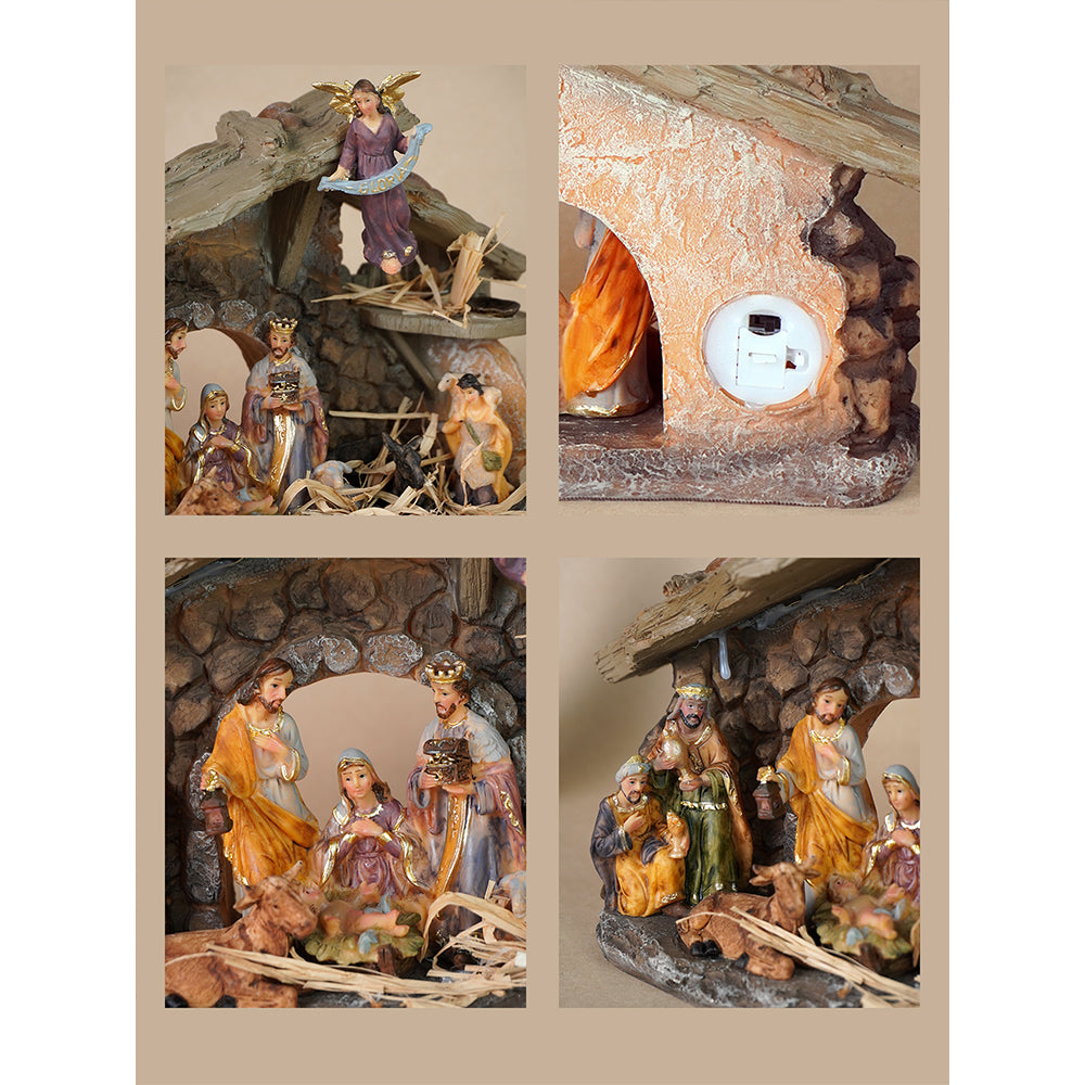 Hanging Angel with Lights and Holy Family christmas crib nativity set christmas décor
