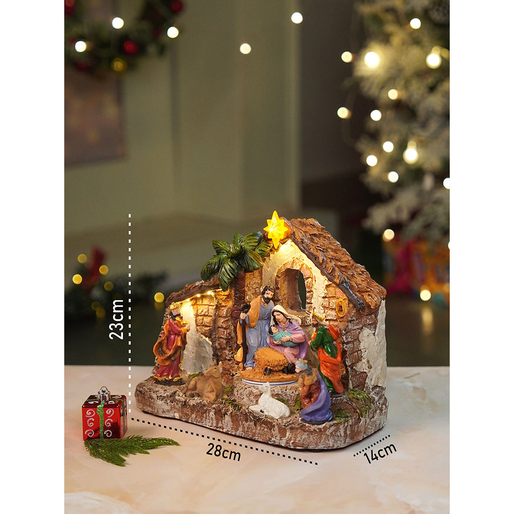 Rotating, Light & Musical Jesus Family Christmas Crib Nativity Set christmas decor
