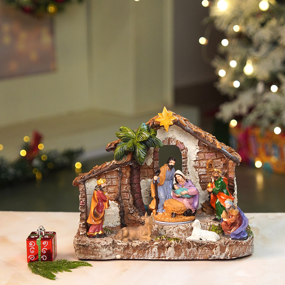 Rotating, Light & Musical Jesus Family Christmas Crib Nativity Set christmas decor