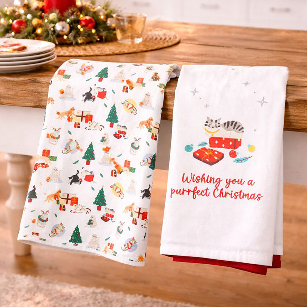 2pcs Christmas Printed Kitchen Napkin Set , Big Size Festive Table & Kitchen Napkins Xmas Home Décor
