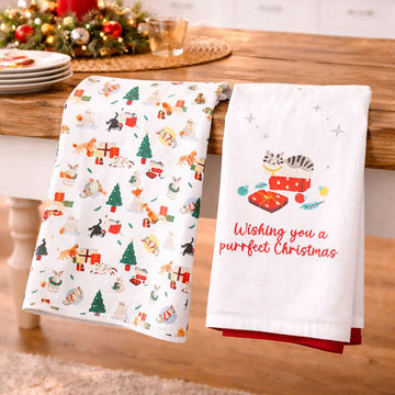 2pcs Christmas Printed Kitchen Napkin Set , Big Size Festive Table & Kitchen Napkins Xmas Home Décor