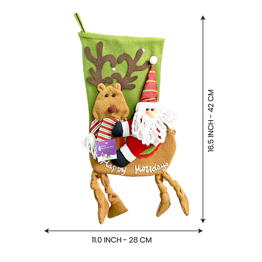 Santa Long Hanging Knot Legs Christmas Stocking, 16 inches