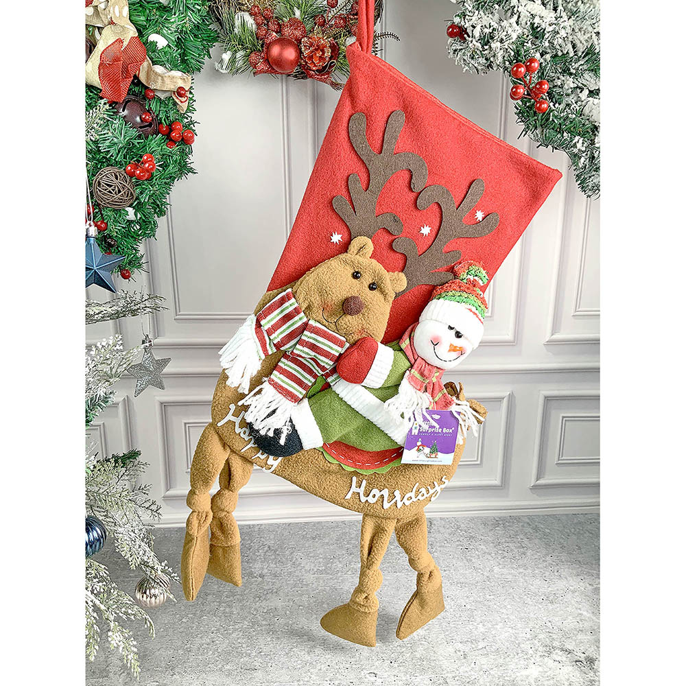 Snowman Long Hanging Knot Legs Christmas Stocking, 16 inches