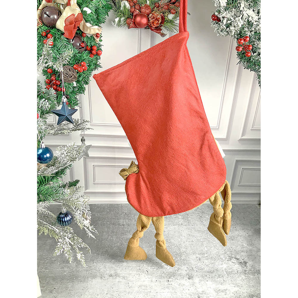 Snowman Long Hanging Knot Legs Christmas Stocking, 16 inches