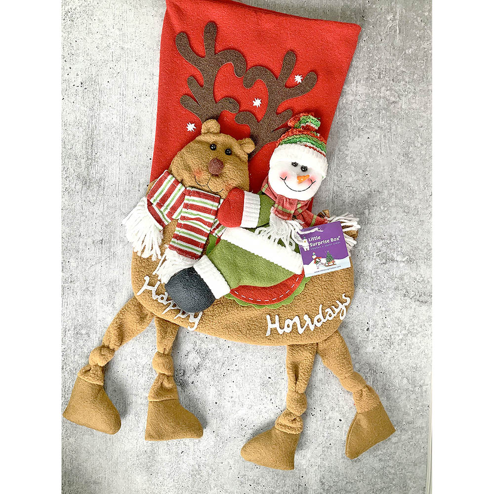 Snowman Long Hanging Knot Legs Christmas Stocking, 16 inches