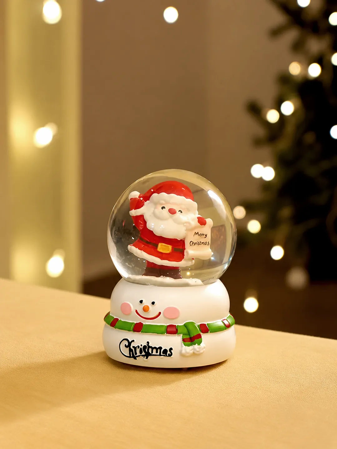 Santa with Letter colorful LED Dome on Snowman Base, Christmas Table Décor & Gift Option