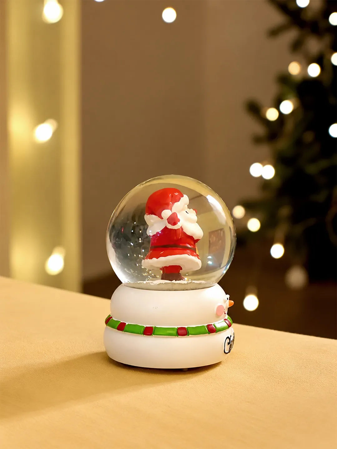 Santa with Letter colorful LED Dome on Snowman Base, Christmas Table Décor & Gift Option