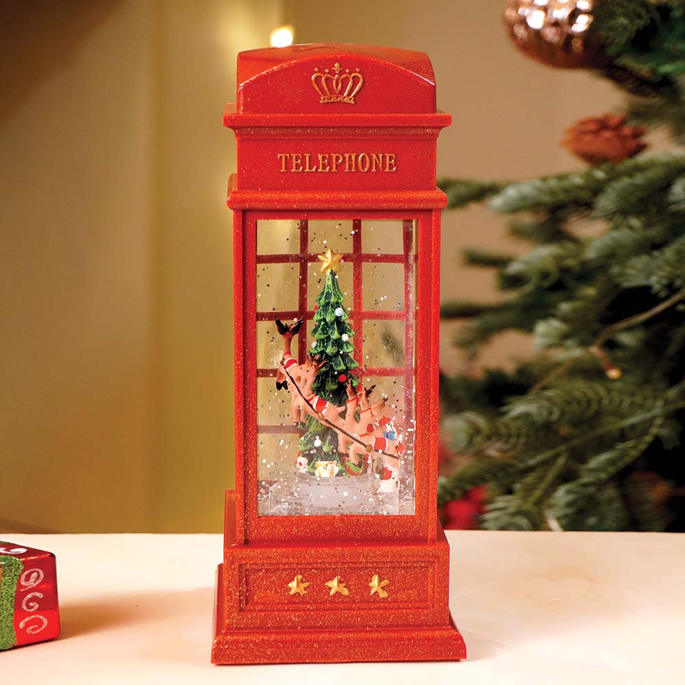London Booth Flying Deer, Musical Rotating Glitter Water Light, Christmas Lantern