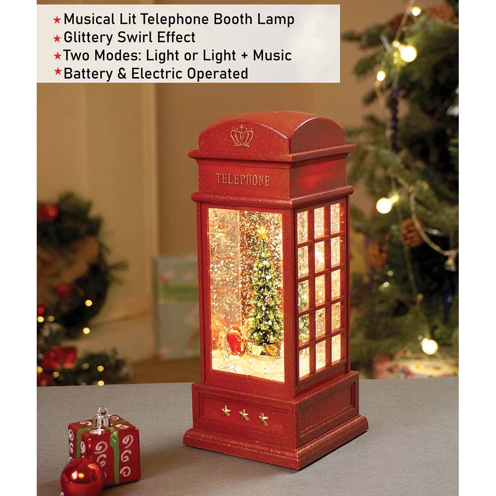 London Booth Flying Deer, Musical Rotating Glitter Water Light, Christmas Lantern
