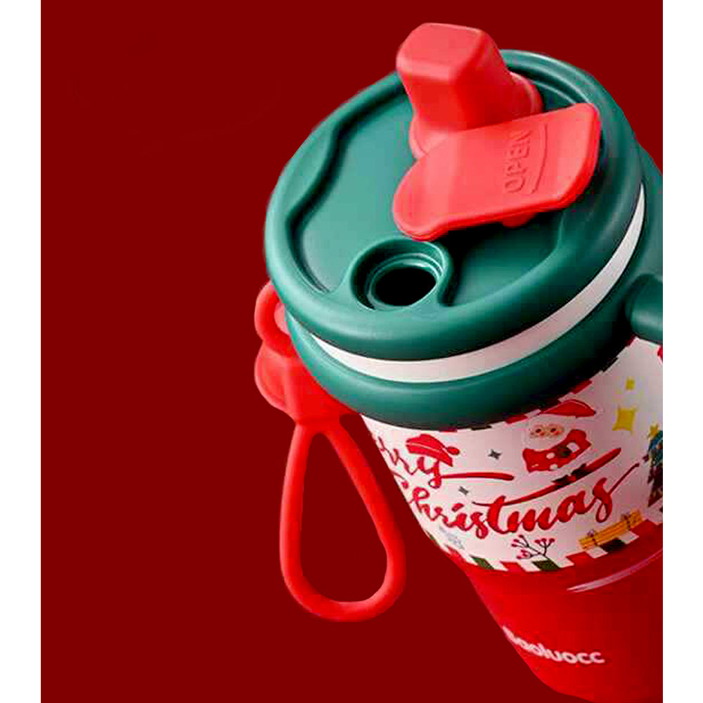 Merry Christmas Stainless Steel Water and Coffee Tumbler for Kids and Adults, 600ml with a free cleaning brush