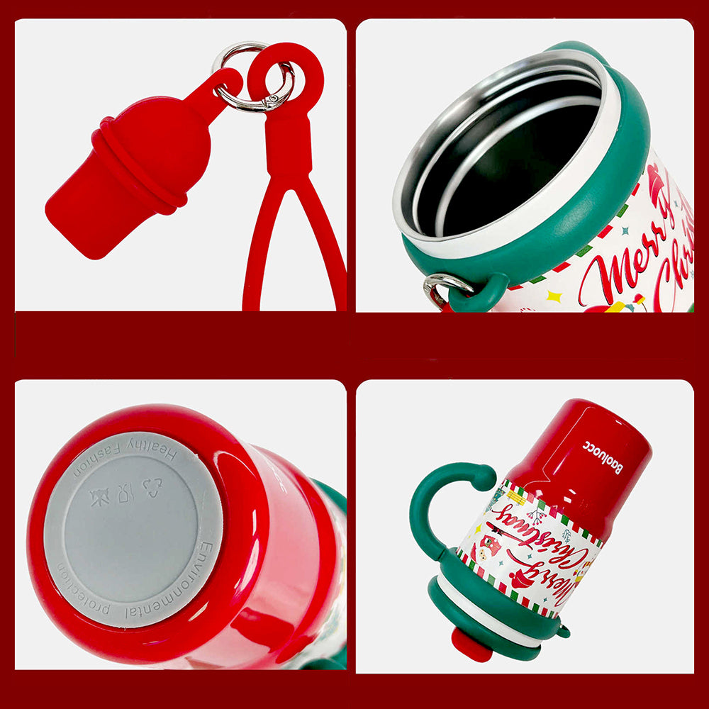 Merry Christmas Stainless Steel Water and Coffee Tumbler for Kids and Adults, 600ml with a free cleaning brush