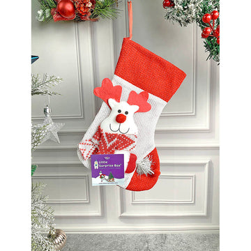 Mini  Snowflake Deer Christmas Stocking, 10 inches