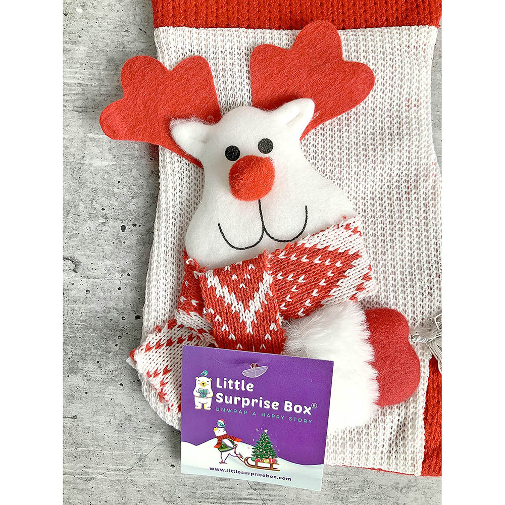 Mini  Snowflake Deer Christmas Stocking, 10 inches