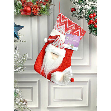 Mini Snowflake Santa Christmas Stocking, 10 inches