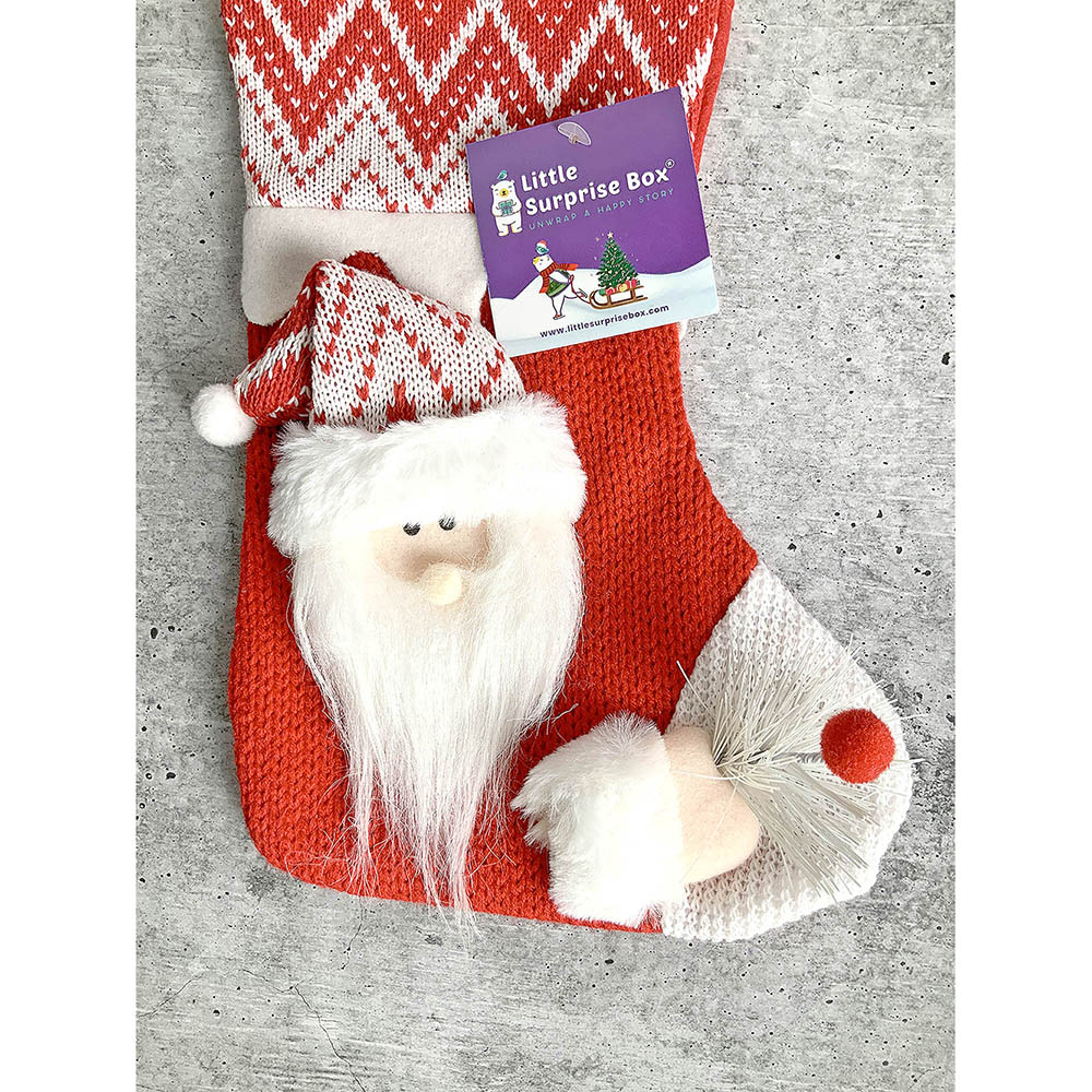 Mini Snowflake Santa Christmas Stocking, 10 inches