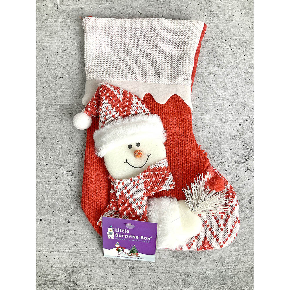 Mini Snowflake Snowman Christmas Stocking, 10 inches