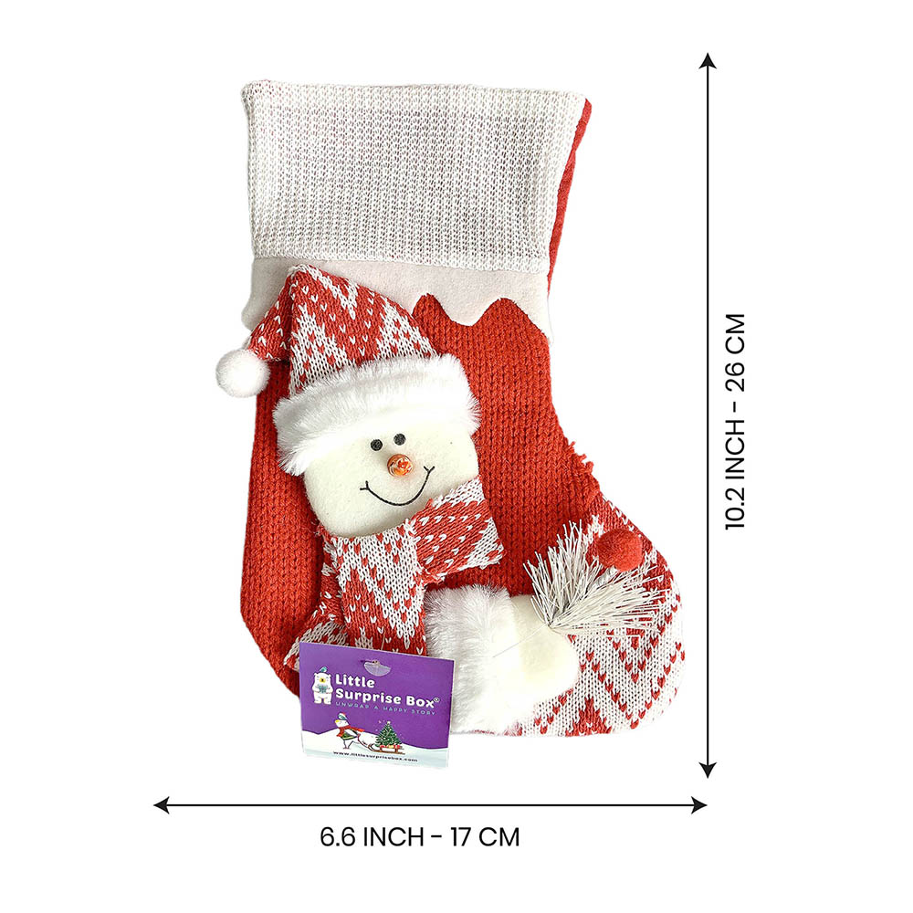 Mini Snowflake Snowman Christmas Stocking, 10 inches