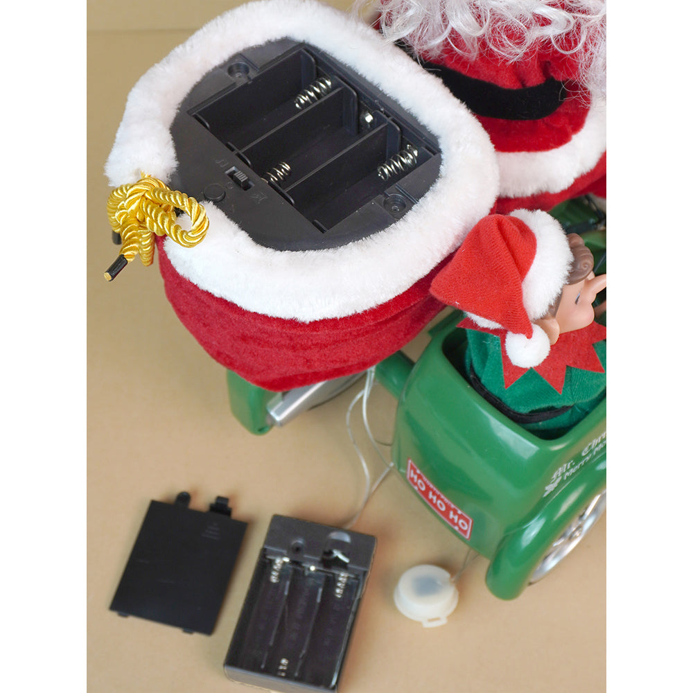 Santa Motorcycle with Elf in Sidecar Light,music and motion Christmas Home décor