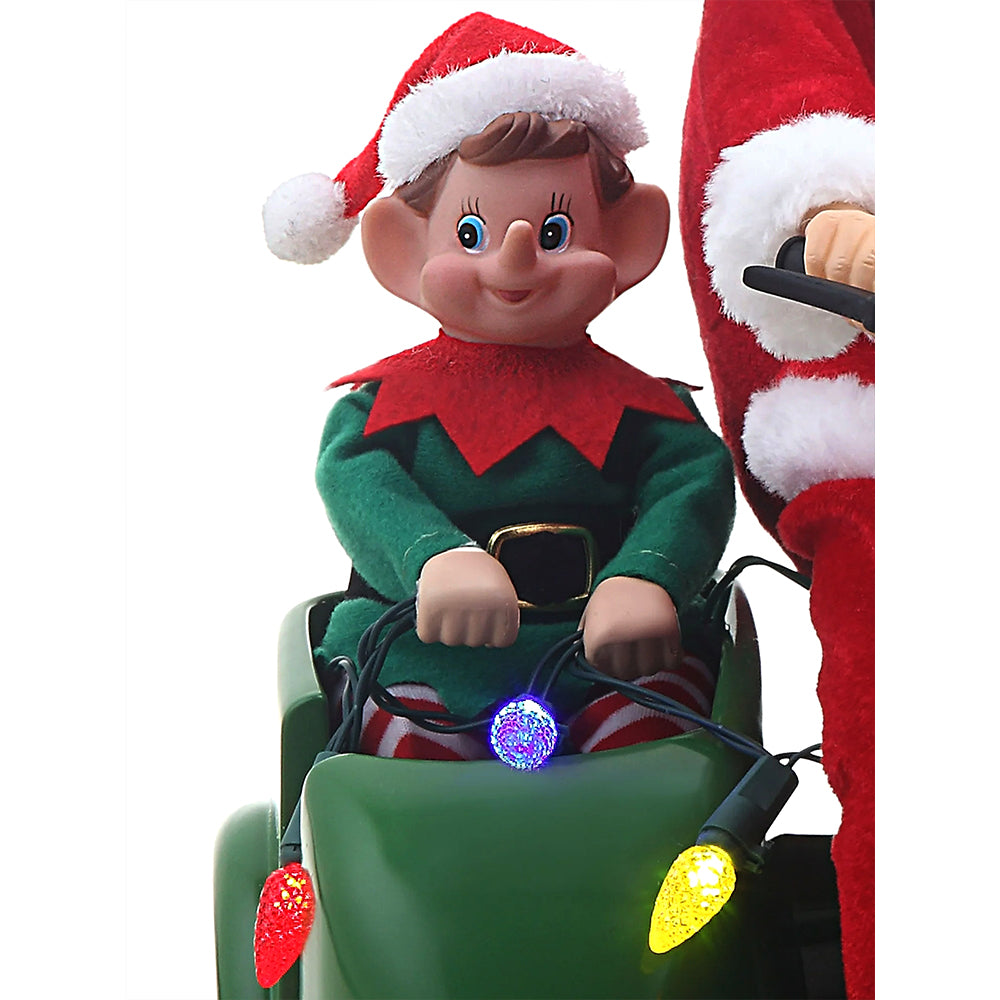 Santa Motorcycle with Elf in Sidecar Light,music and motion Christmas Home décor