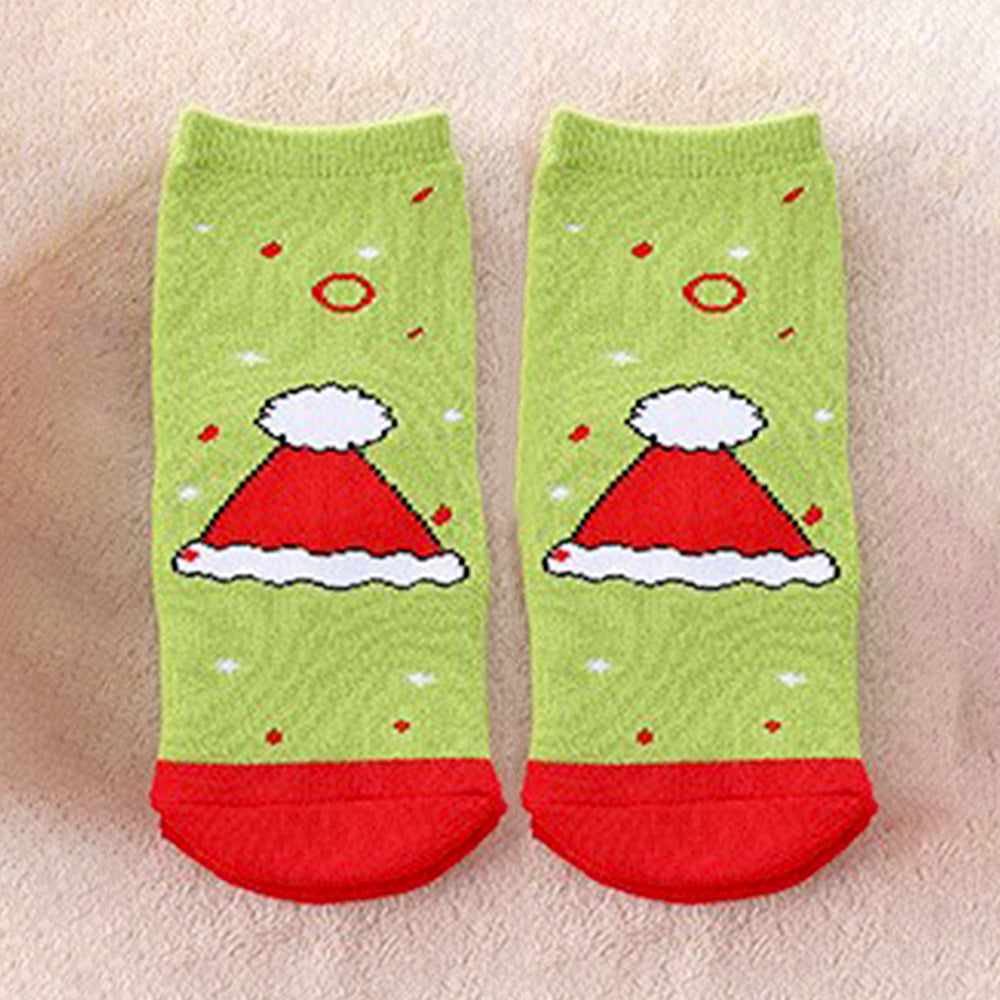 Multicolor Christmas Ankle Length Socks For Kids-Set Of 5 Pcs