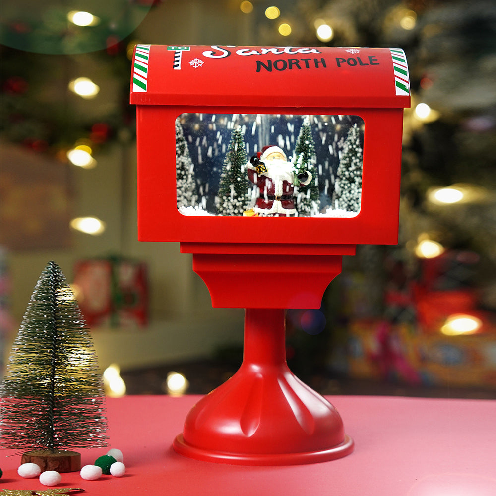 North Pole Mailbox Snowglobe with Light,Muisc and Snowfall.