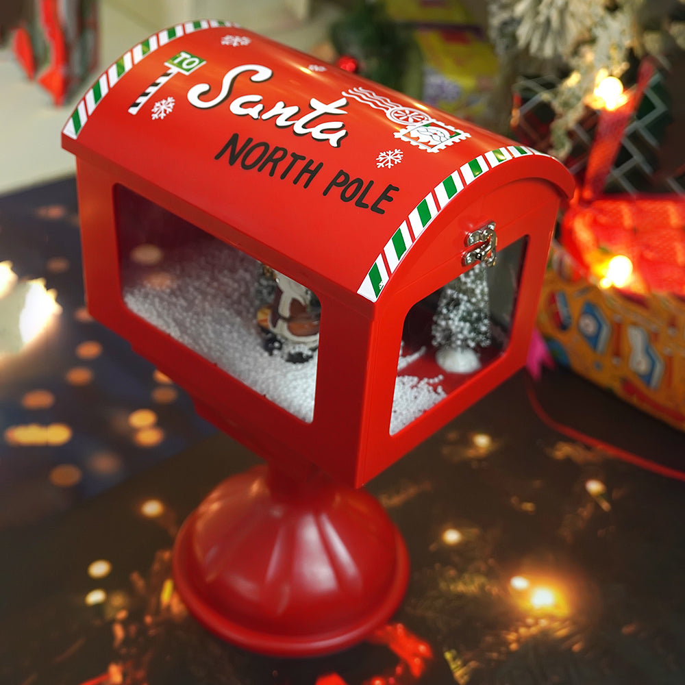 North Pole Mailbox Snowglobe with Light,Muisc and Snowfall.