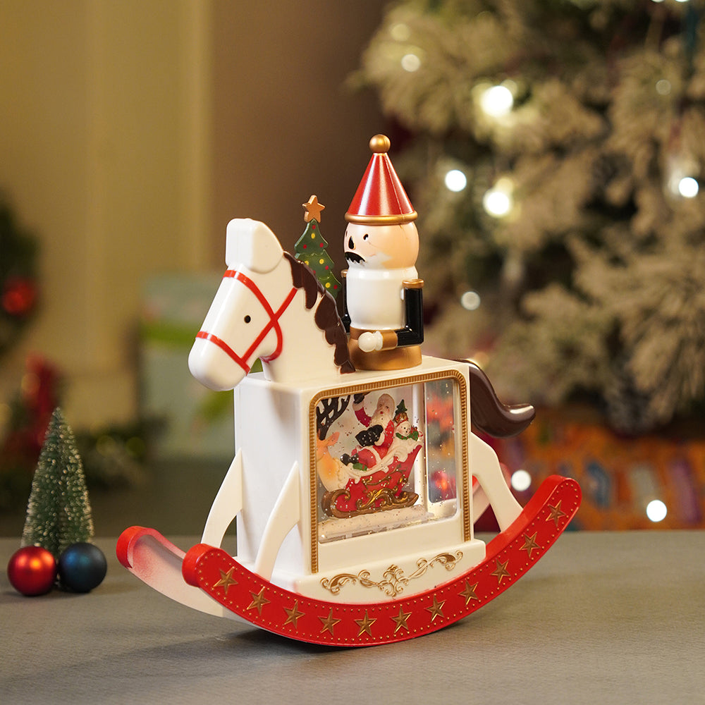 Rocking Nutcracker with Tree with Musical Glitter Water &  Lights, Christmas Home Décor